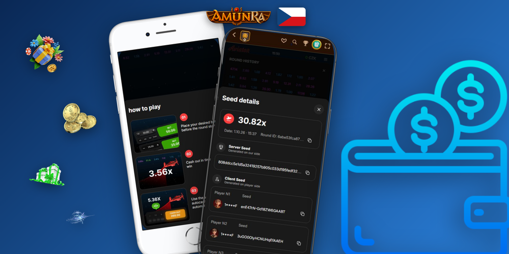 Infografika algoritmu ověřitelné spravedlnosti Aviator v AmunRa Casino – tok dat SHA-256
