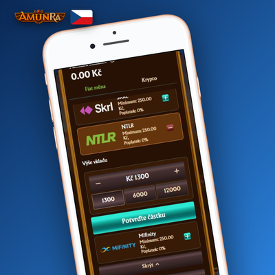 E-peněženky Skrill, Neteller a MiFinity pro diskrétní vklad v AmunRa Casino