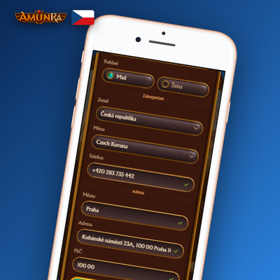 AmunRa Casino mobilní registrace – formulář pro Android a iOS bez stahování aplikace