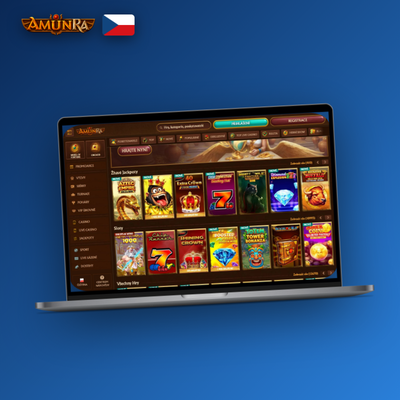 Desktopový klient AmunRa Casino pro Windows a macOS na monitoru — plná herna