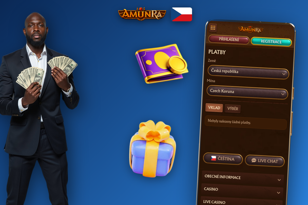 Uvítací bonus AmunRa Casino a podmínky protočení zobrazené jako ukazatel postupu
