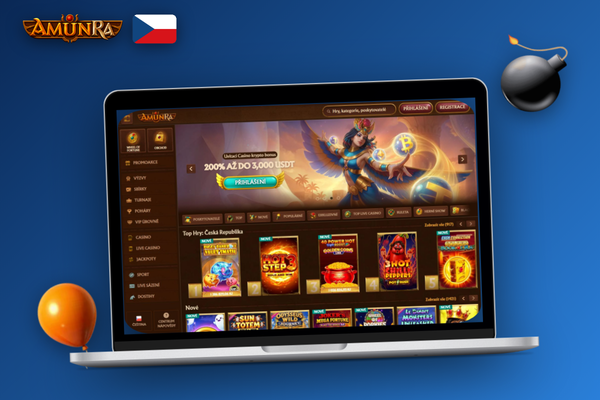 Plocha Windows se zástupcem a přihlašovacím oknem AmunRa Casino na PC po instalaci